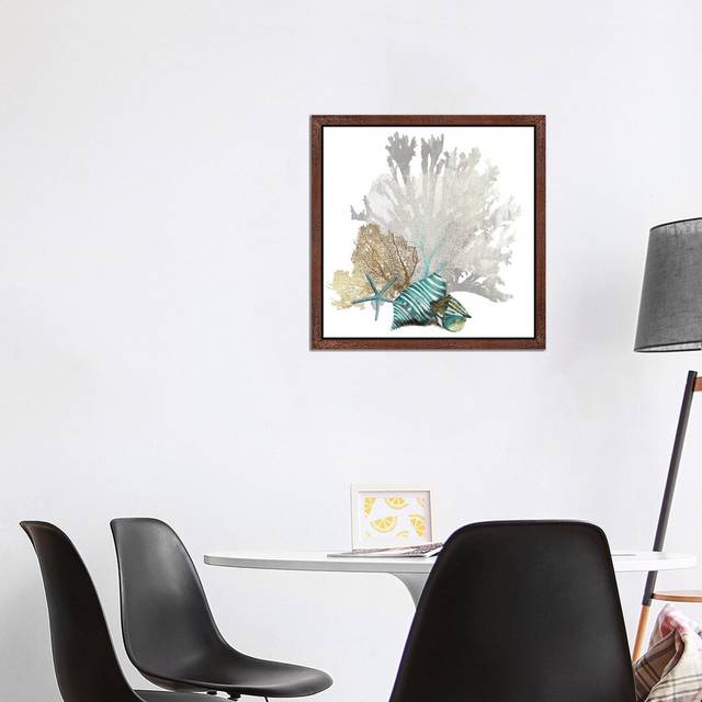 &#39;Coral Iv&#39; by Pink Pank Punk 1 piece Wrapped Canvas Painting Print - Brown Framed (66.04cm H x 66.04cm W x 3.81cm D)