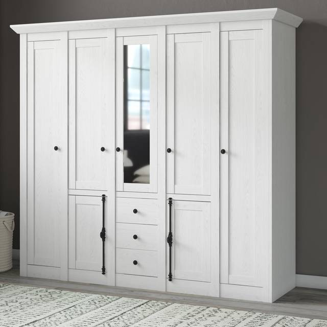 Berwyn 7 Door Wardrobe - White (206cm H X 236cm W X 64cm D)
