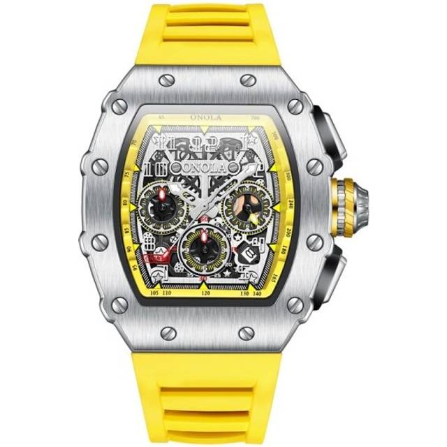 (Yellow) Luxury Watch Men Wrist Watches Multifunction Sports Waterproof Luminous Sports Casual Watches