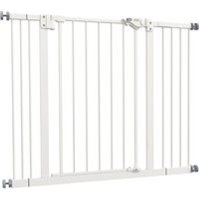 PawHut Adjustable Dog Gate, Metal Safety Barrier for Pets, Extends 74-100cm Wide, Easy Install, White Aosom UK