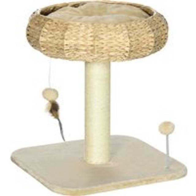 Pawhut 51cm Cat Tree, Kitty Activity Center, Cat Climbing Toy, Cat Tower With Cattail Bed Ball Toy Sisal Scratching Post, Beige