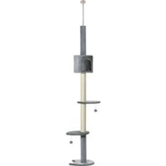 Pawhut Cat Tree, Kitten Tower, Condo, Multi-layer Activity Center, Indoor Pet Play House With Solid Scratching Post Hanging Balls, Light Grey