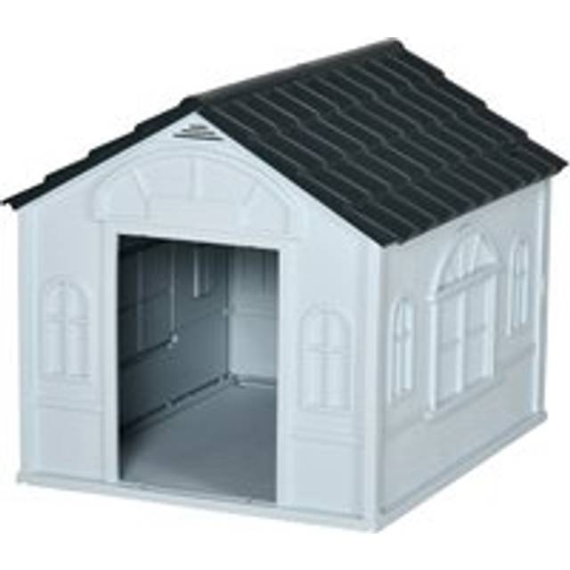 Pawhut Plastic Weatherproof Dog House, Grey