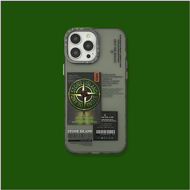 Case for iPhone 13 pro Max electroplated lens ring grey stone island label Stone label creative text all inclusive No215030