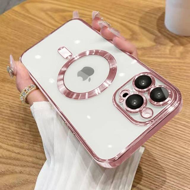 Case for iPhone 15Pro 6.1-Inch, Camera Lens Full Protection, Compatible with MagSafe Wireless Charging, Shockproof Soft TPU Phone Cover (pink)