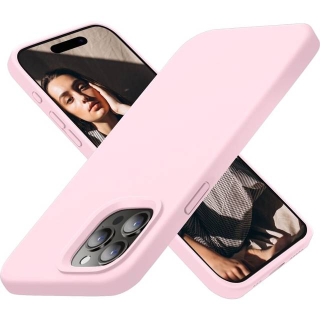 iPhone 15 Pro Case, Silicone Ultra Slim Shockproof Protective Phone Case with [Soft Anti-Scratch Microfiber Lining], 6.1 inch, Chalk Pink