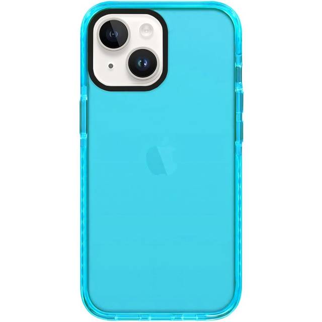 iPhone 14 Plus, Cute Retro Vibrant Design Phone Cases for Women,Camera Protector Cover Soft Silicone Shockproof Protective Case Neon Blue