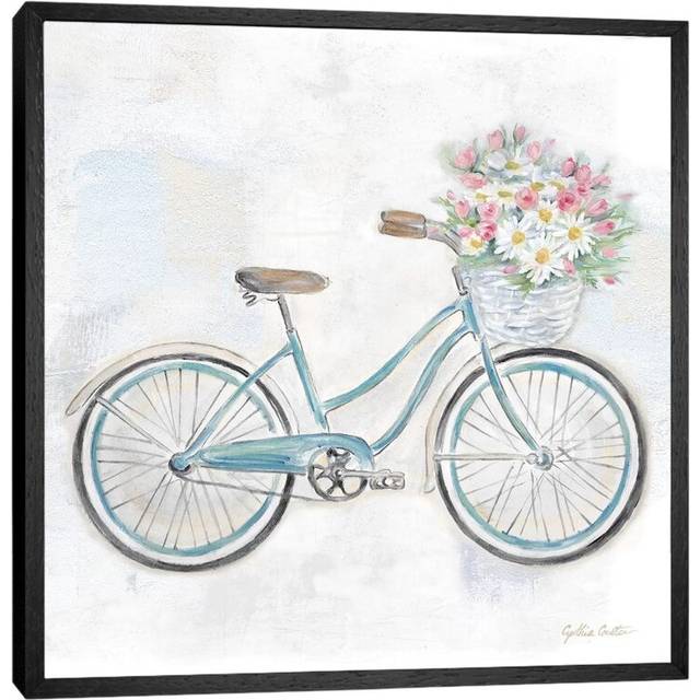 Vintage Bike with Flower Basket I by Cynthia Coulter - Art Prints on Canvas - Black Framed Canvas (66.04 cm H x 66.04 cm W)