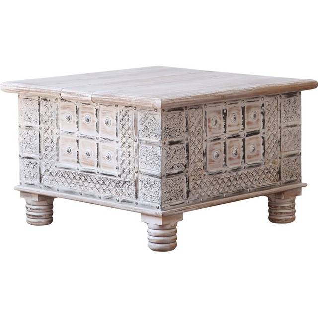 Bloomsbury Market Alegra Coffee Table with Storage Shabby Cream 45cm H X 70cm W X 70cm D