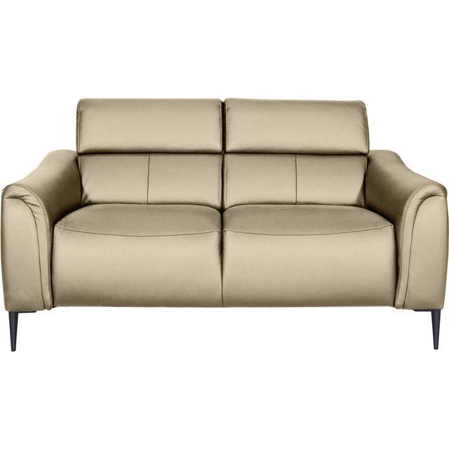 164 cm Genuine Leather Pillow Top Arm Reclining Sofa - Beige (97cm H X 164cm W X 158cm D)