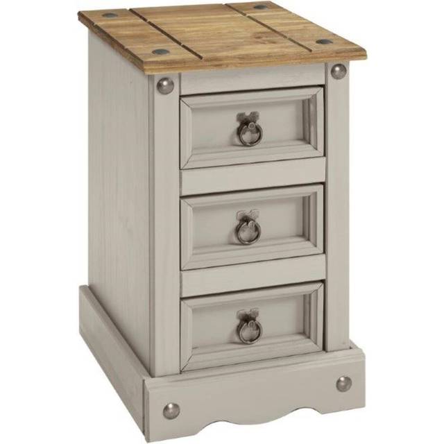 Palmea 3 Drawer Bedside Table - Grey (58cm H X 35cm W X 33cm D)