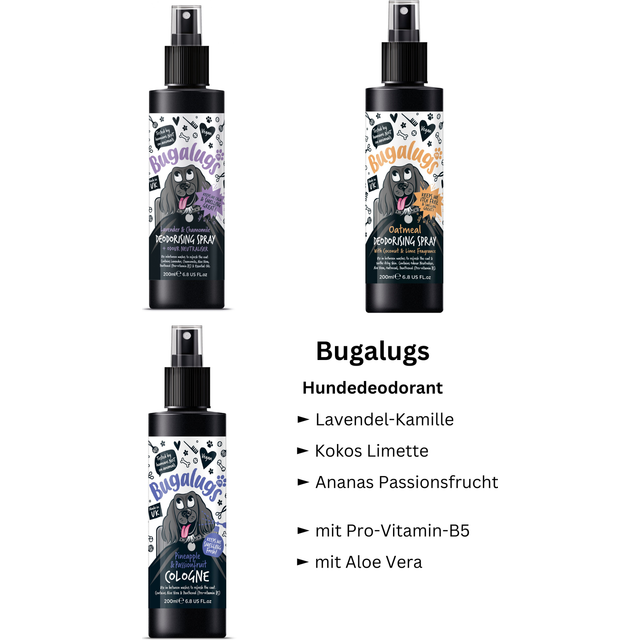 BUGALUGS Lavender & Chamomile Dog perfume dog spray with spray pump, Vegan dog cologne is a dog deodoriser spray. dog perfume spray dog deodorant use