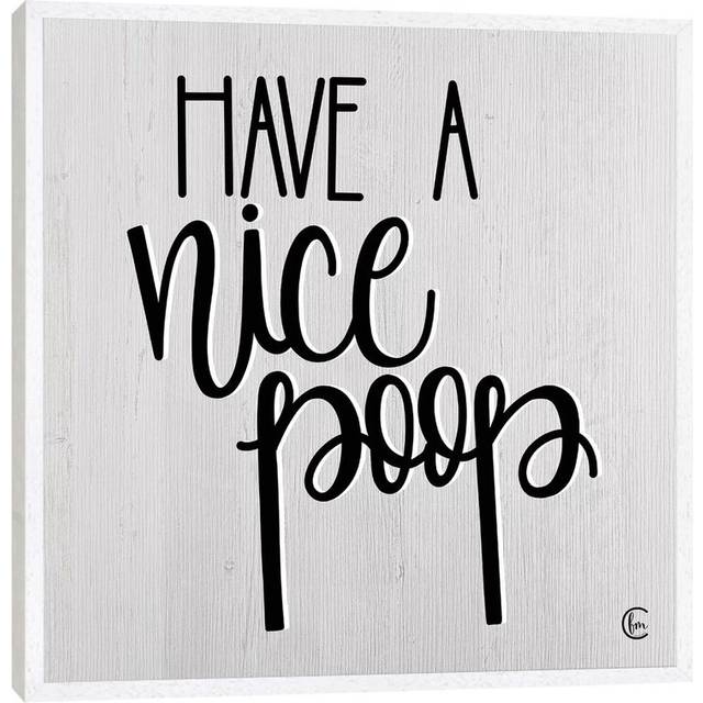 Have a Nice Poop by Fearfully Made Creations - Textual Art Print on Canvas - White Framed (45.72 cm H x 45.72 cm W)