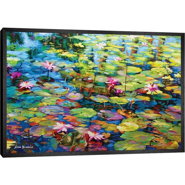 Lilies of the Pond - Painting Print on Canvas - Black Framed (101.6 cm H x 66.04 cm W)