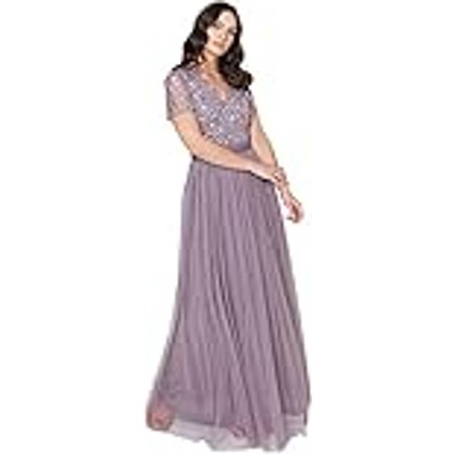 Maya Deluxe Stripe Embellished Sash Belt Maxi Dress