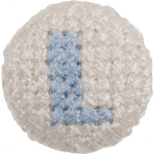 Cross Stitch Alphabet Buttons Light Blue on Ivory Letter L