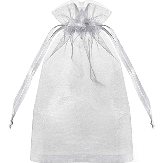 100PCS Sheer Organza Bags  White Wedding Favor Bags with Drawstring  4x6 inches Jewelry Gift Bags for Party  Jewelry  Festival  Makeup