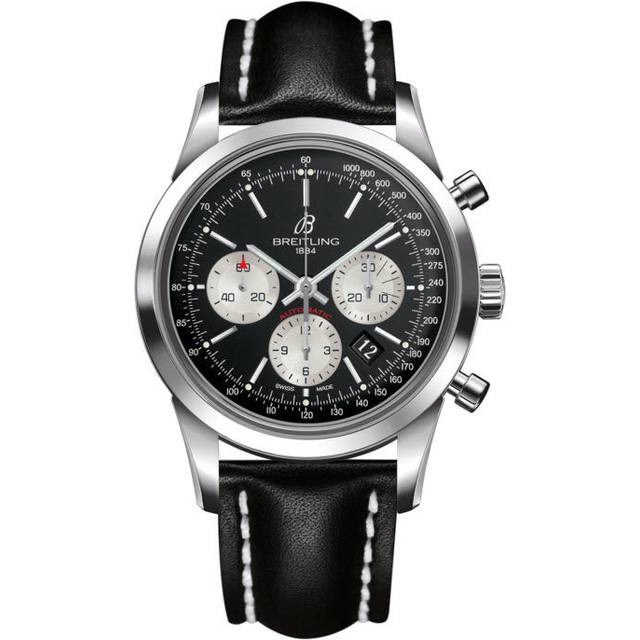 Breitling Watch Transocean Chronograph Leather Tang Type - Black