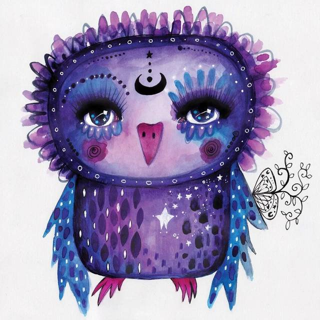 Moon Glow Quirky Bird - Print on Canvas - Wrapped Canvas (93.98 cm H x 93.98 cm W x 1.91 cm D)