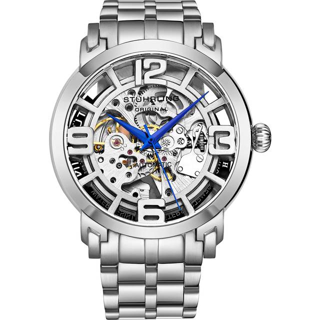 Winchester Automatic 42 mm Skeleton Watch with Stainless Steel Link Bracelet - Grey - One Size