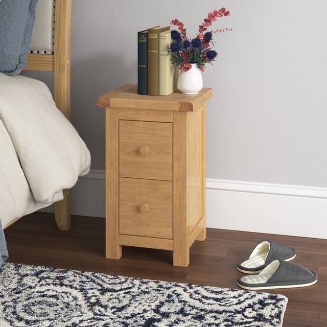 Pompey 2 Drawer Bedside Table - Off-White (56cm H X 35cm W X 32cm D)