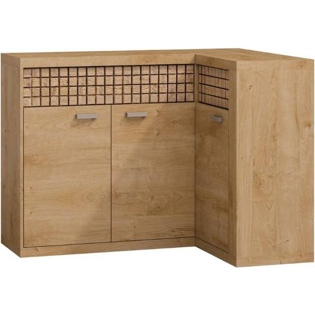 Lentz Grid Corner Sideboard - Brown (98.1cm H X 132.3cm W X 95.8cm D)