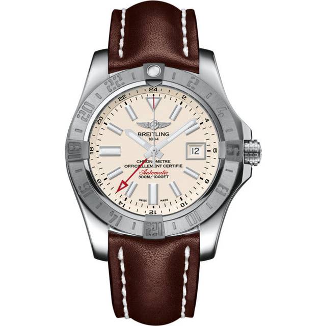 Breitling Watch Avenger II GMT Leather Tang Type - Silver