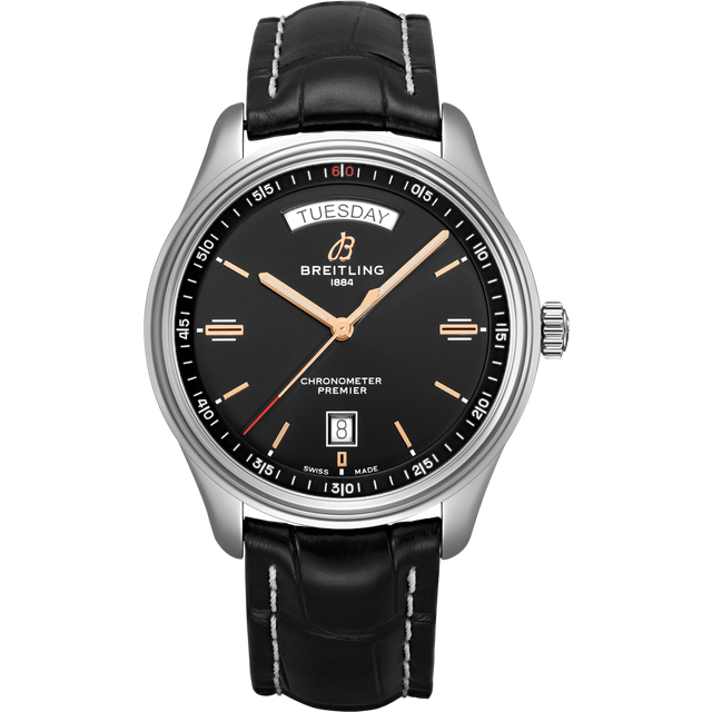 Breitling Watch Premier Automatic Day and Date 40 Black Alligator - Black