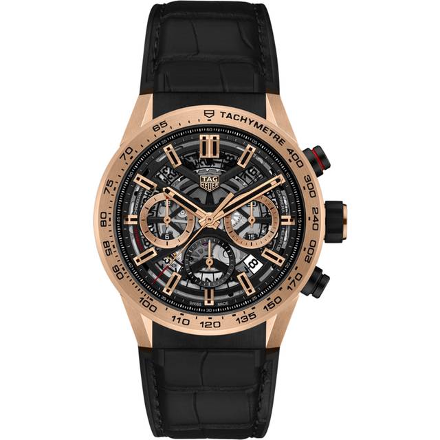 TAG Heuer Watch Carrera Automatic Chronograph Calibre Heuer 02 Rose Gold - Black