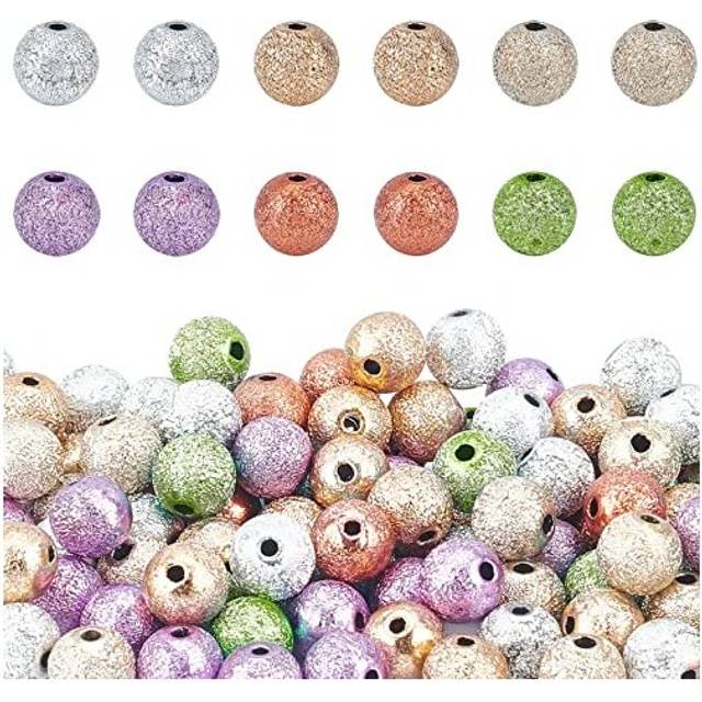 PandaHall 120pcs Christmas Beads for Jewellery Making, 6 Colors Stardust Beads 8mm Round Sparkle Beads Matte Glitter Beads for Christmas Bracelet