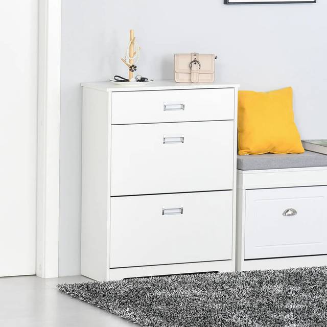 16 Pair Shoe Storage Cabinet - White (16)