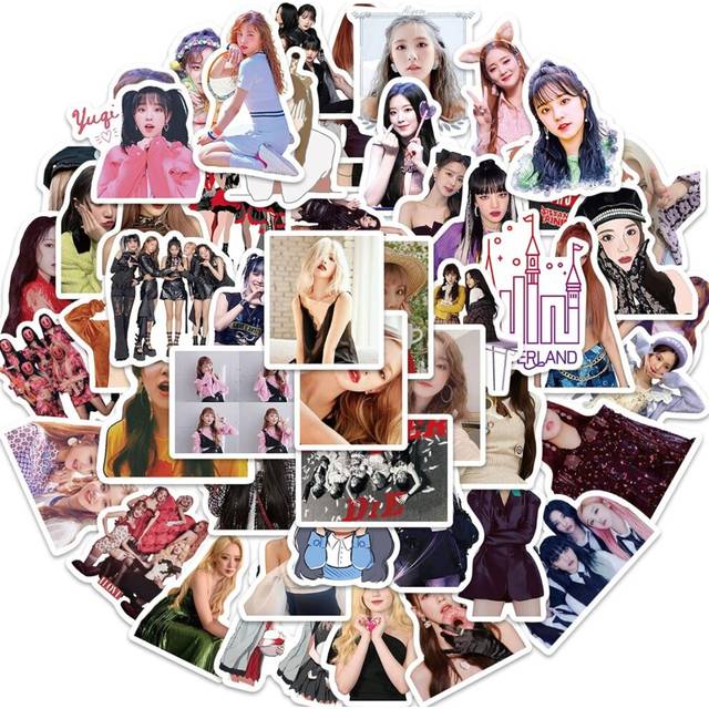 60pcs Kpop I-DLE Stickers for Teens Laptop, Cute Korean Girl Group Singer Vinyl Stickers for Water Bottles Phone Guitar Luggage Scrapbook Skateboard