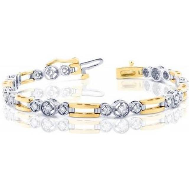 Harry Chad HC10843 1 CT Round Diamonds Tennis Bracelet Two Tone Gold 14K - Color F - VVS1 Clarity
