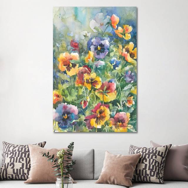 Picture Perfect Pansies by Annelein Beukenkamp - Wrapped Canvas Painting (152.5 cm H x 101.5 cm W)