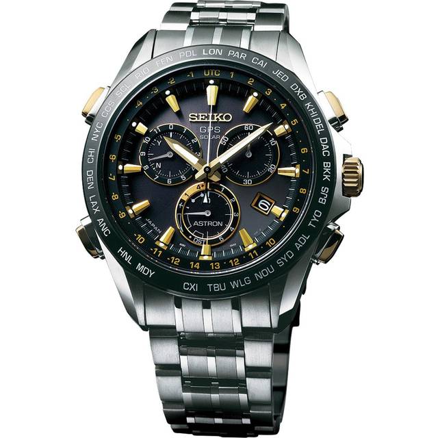 Seiko Astron Watch GPS Solar Chronograph Gold - Black