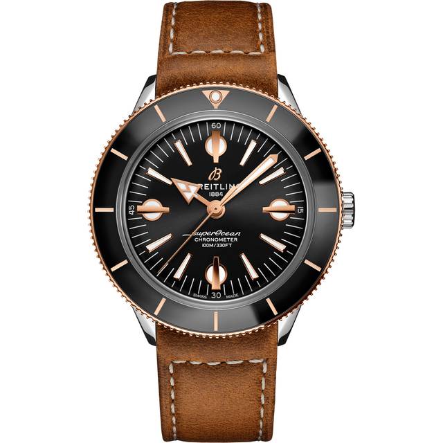 Breitling Watch Superocean Heritage 57 Gold Leather Tang Type - Black