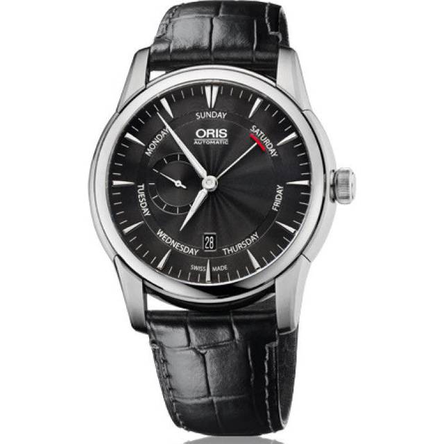 Oris Watch Artelier Pointer Day Date Small Second Crocodile - Black