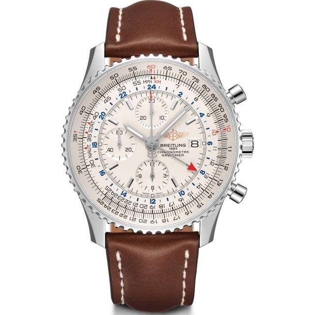 Breitling Watch Navitimer Chronograph GMT 46 Leather Tang Type - White