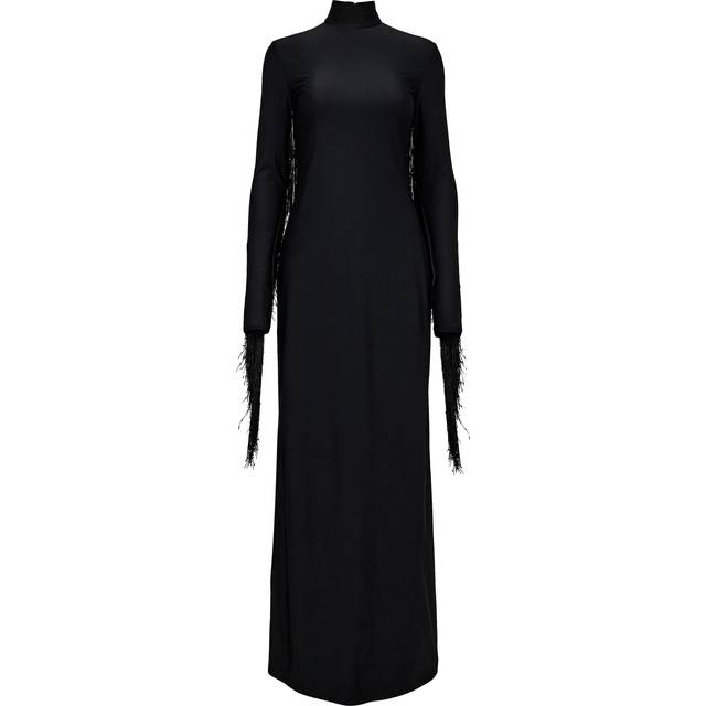 Rotate Birger Christensen Sequinned Fringed Stretch-Jersey Maxi Dress - DK 34/UK 6 - Black - UK 8