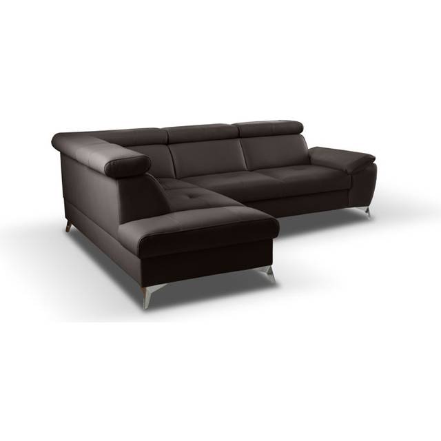 Niagara Leather Sleeper Corner Sofa with Ottoman - Dark Brown (95cm H X 252cm W X 197cm D)