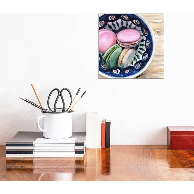 Macarons in A Bowl by Jennifer Redstreake - Wrapped Canvas Painting (30.48 cm H x 30.48 cm W)