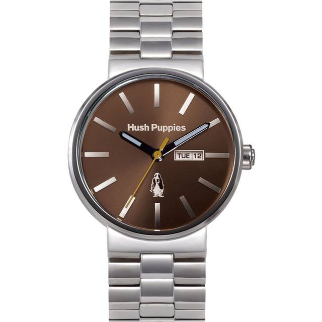 Hush Puppies : Signature Mens Brown Watch - Silver Stainless Steel - One Size