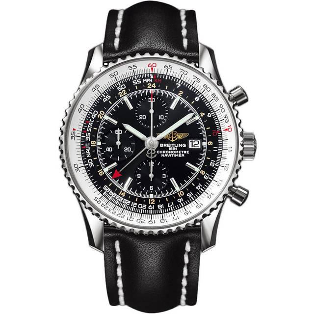 Breitling Watch Navitimer 1 Chronograph GMT 46 Leather Tang Type - Black