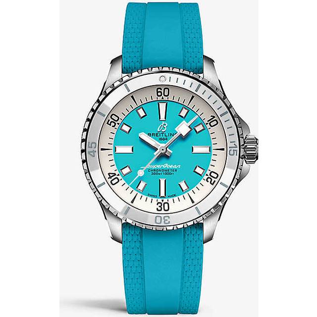 BREITLING Superocean Automatic 36MM Turquoise Rubber Women's Watch A17377211C1S1 - 36 mm