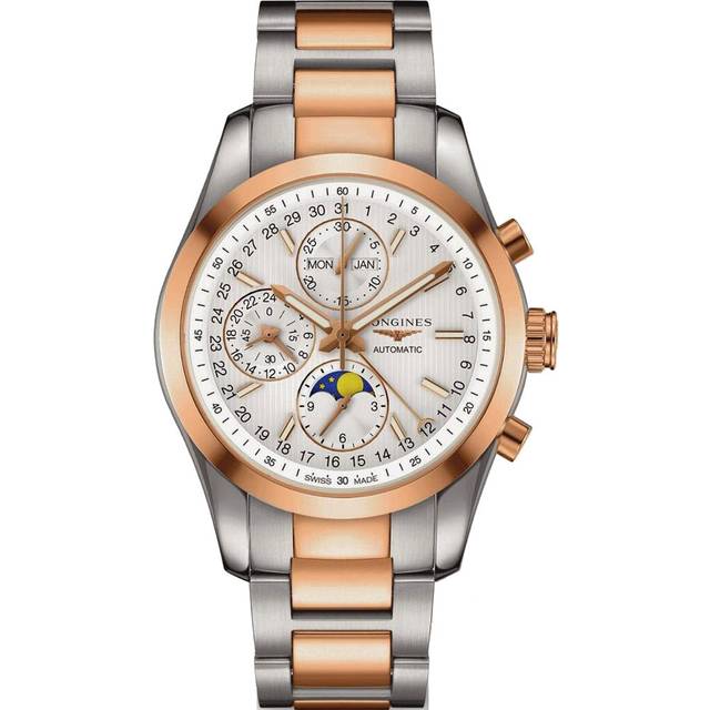 Longines Watch Conquest Classic Moonphase Chronograph - Silver