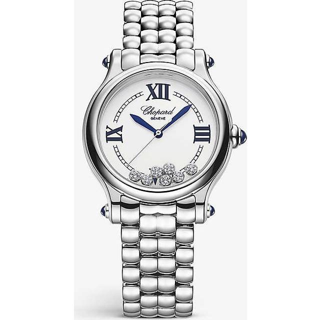 Chopard Womens Stainless Steel 278610-3001 Happy Sport Stainless-steel and 0.35ct Diamond Self-winding Mechanical Watch 33mm - stainless steel