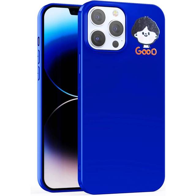 iPhone 13 Pro Max Case, Cute and Funny Personalised Cartoon Design, Slim Soft TPU Jelly Texture Protective Phone Case for Boyfriend - Blue