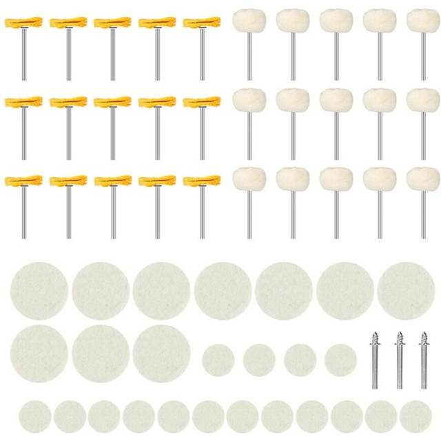 58Pcs Polishing Wheel Kit 3.0/3.175mm Shank Cotton Polishing Pad Buffing Disc Mini Grinding Brush for Woodworking