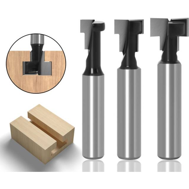 Drillpro 8mm Shank T-Slot Keyhole Cutter Wood Router Bit Carbide Cutter For Wood Hex Bolt T-Track Slotting Milling Cutters