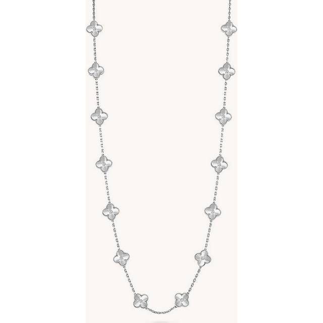 Van Cleef & Arpels Womens White Gold Vintage Alhambra Long 18ct White-gold 20 Motifs Necklace - WHITE GOLD